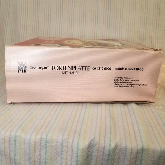 Vintage WMF Cromargan 18/10 Stainless Steel Cake Tray Plastic Cover Germany Box - Picture 3 of 9